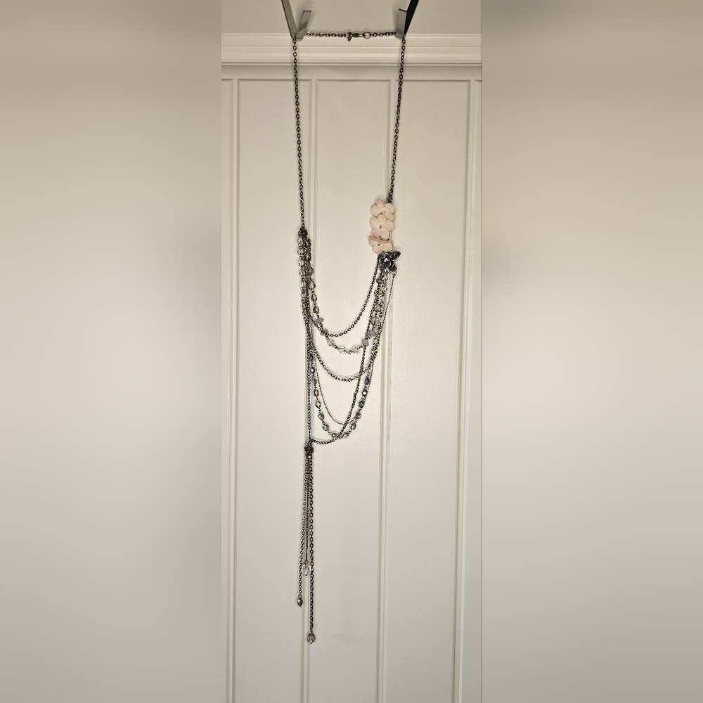 [Express] Silver Tone Multi Layer "Y" Dangle Pink… - image 6